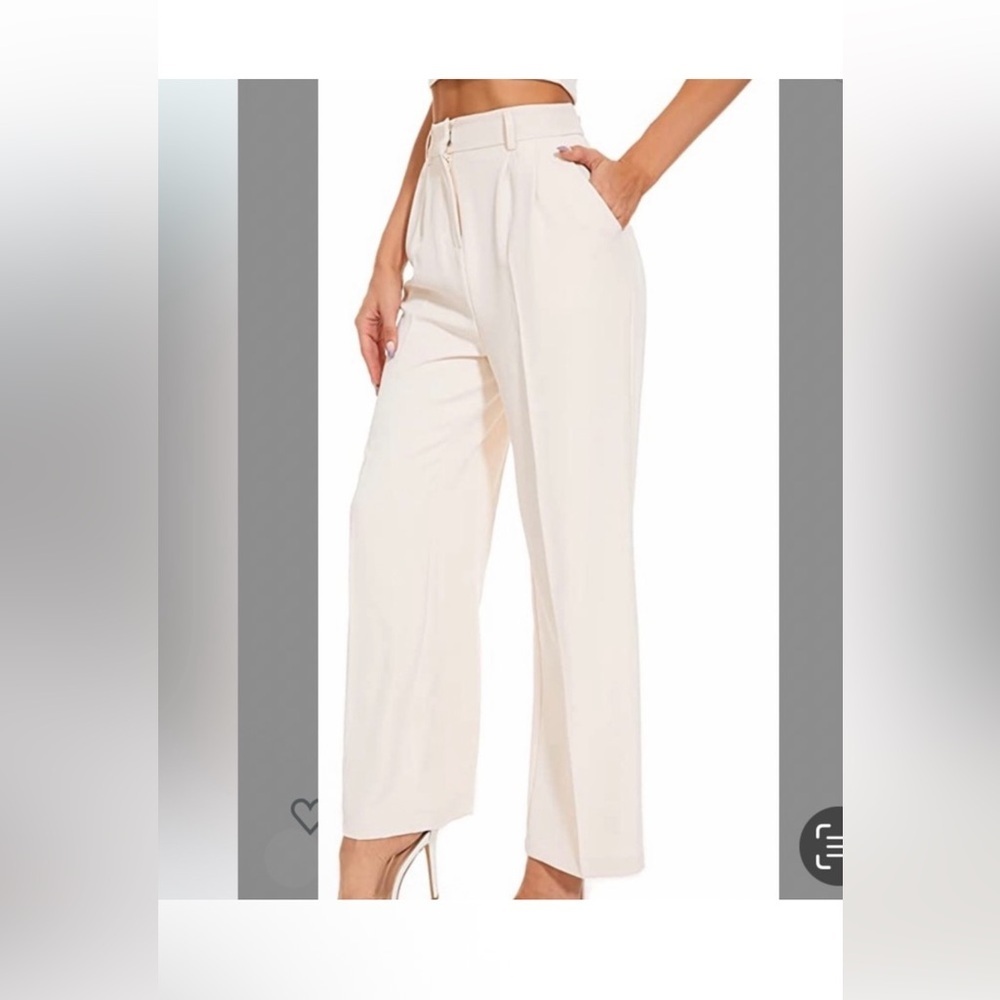 Chic Cream Wide Leg Women's Pants